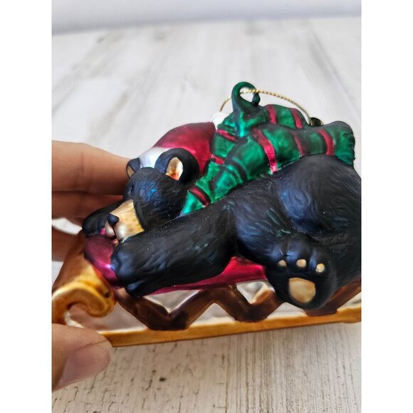 Kohls bear sled glass ornament Xmas tree tabbogon - Picture 7 of 7